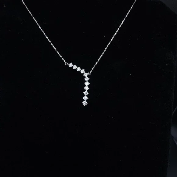 2.2 CTW Moissanite Waterfall Pendant  925 Silver GRA Certified Brilliant Jewelry - Picture 13 of 16